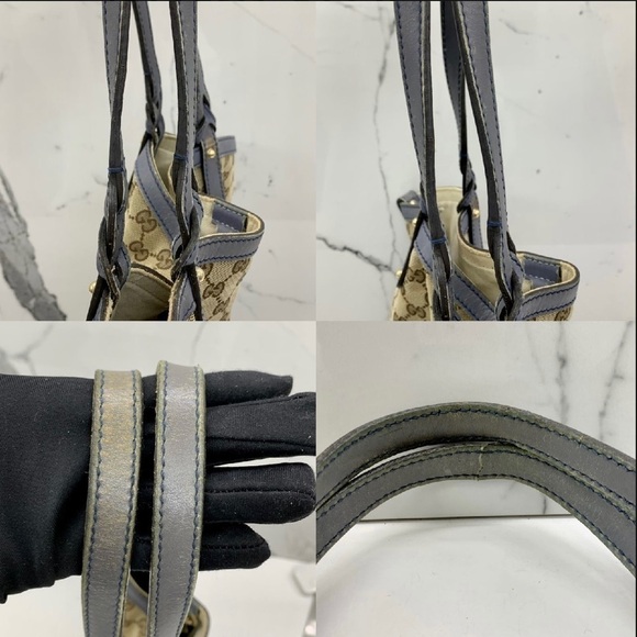 GUCCI beige blue canvas Tote Bag - Picture 11 of 14